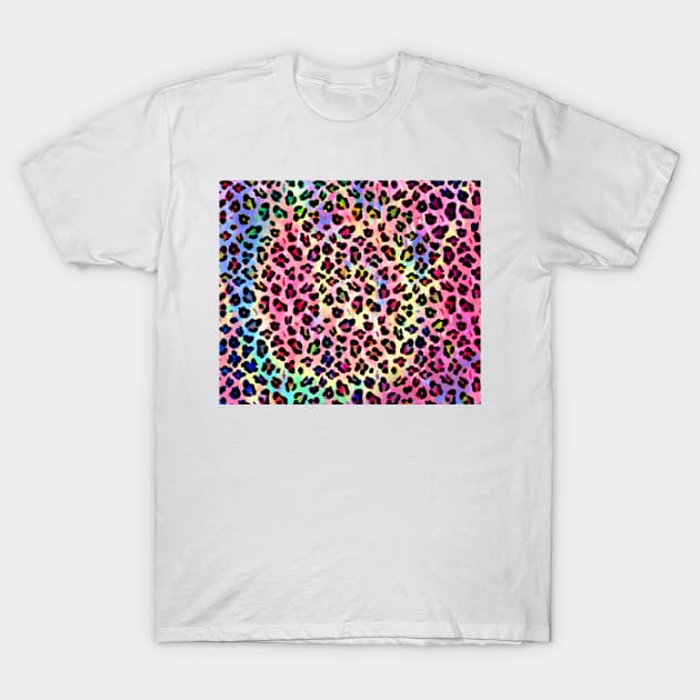 Rainbow Tie Dye Leopard Print T-Shirt by saradaboru